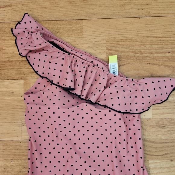 New Summersalt Swimsuit Sz 12 Womens OnePiece Ruffle Sidestroke Bathing Polkadot - Picture 2 of 10